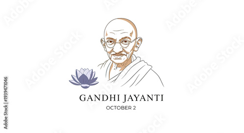 Gandhi Jayanti Illustration with Gandhi Portrait.