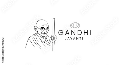 Gandhi Jayanti Illustration Mahatma Gandhi Portrait.