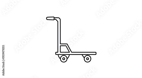 Minimalist flat illustration of a luggage cart with handle isolated on white background