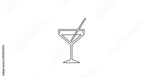Minimalist cocktail glass icon symbol flat design isolated on white background