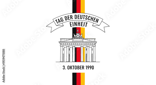 German Unity Day Brandenburg Gate Illustration.