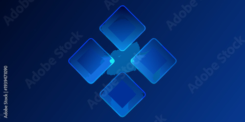 Abstract blue geometric design featuring overlapping diamond shapes