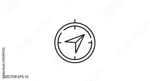 Minimalist flat vector compass icon symbol isolated on white background