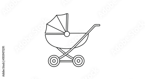 Minimalist baby stroller icon symbol vector flat design isolated on white background