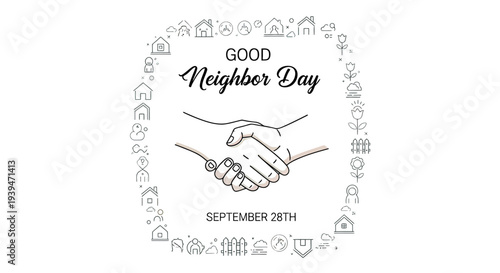 Good Neighbor Day Handshake Illustration.
