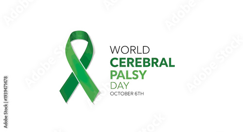Green Ribbon Symbolizing Cerebral Palsy Awareness.