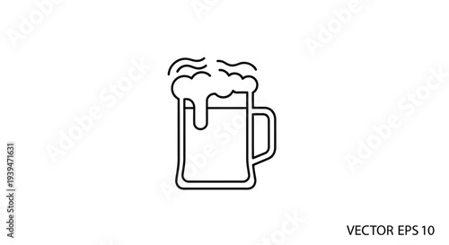 Minimalist flat vector beer mug icon symbol isolated on white background