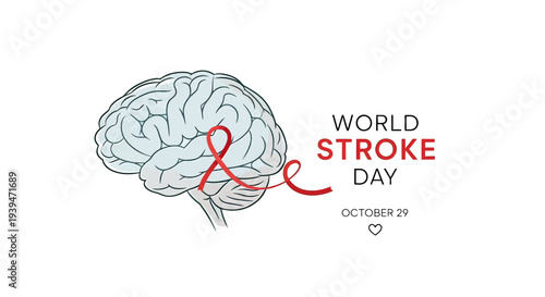 Illustration of Human Brain with Ribbon.