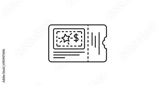 Minimalist flat vector ticket icon symbol with dollar sign isolated on white background