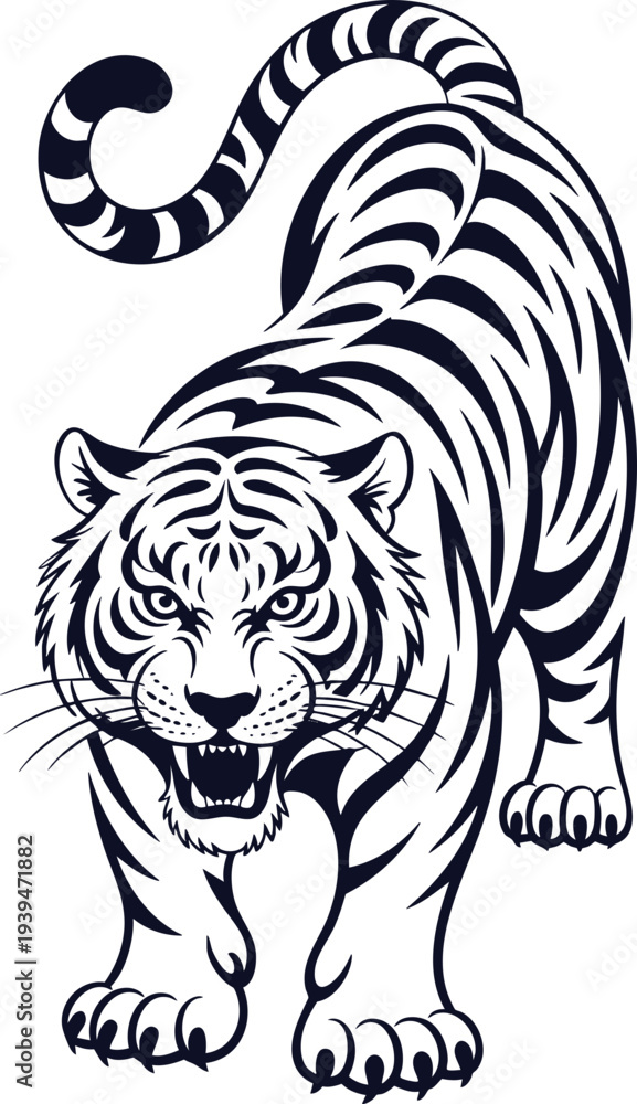 Fototapeta premium Tribal Tiger Tattoo Vector Illustration