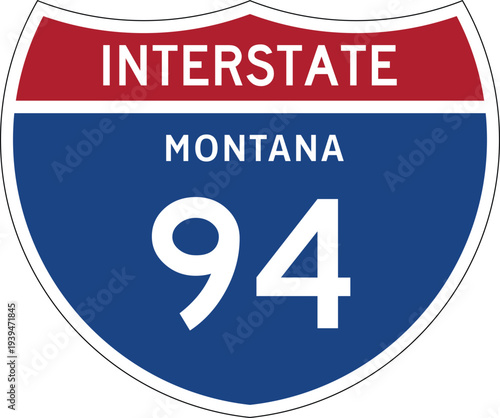 Interstate 94 (MT) I-94 US Interstate Highway Route Shield Badge Vector