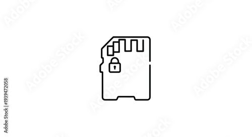 Minimalist secure SD card icon symbol flat design isolated on white background