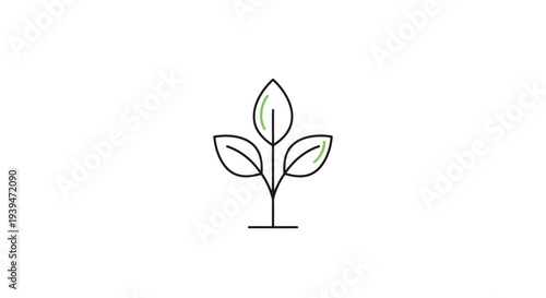 Minimalist green plant sprout logo symbol flat vector isolated on white background