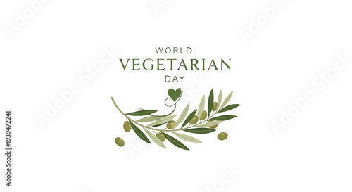 Olive Branch with Olives and Heart Shape.