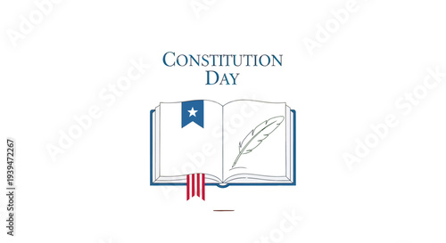 Open book with bookmark and quill pen.