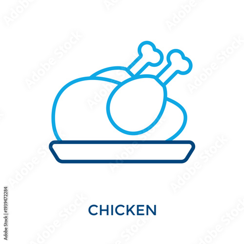 Chicken Icon Outline Color Style. Vector Illustration For Graphic Design