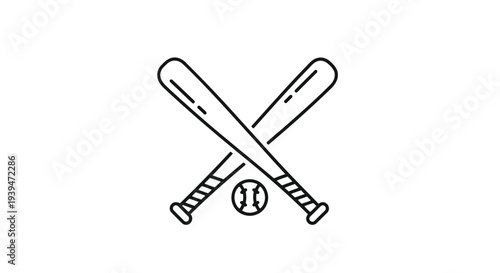 Minimalist flat vector baseball bats and ball icon symbol isolated on white background