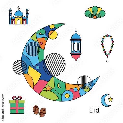 Eid Mubarak Greeting Elements