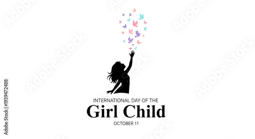 Silhouette of Girl Releasing Colorful Balloons.