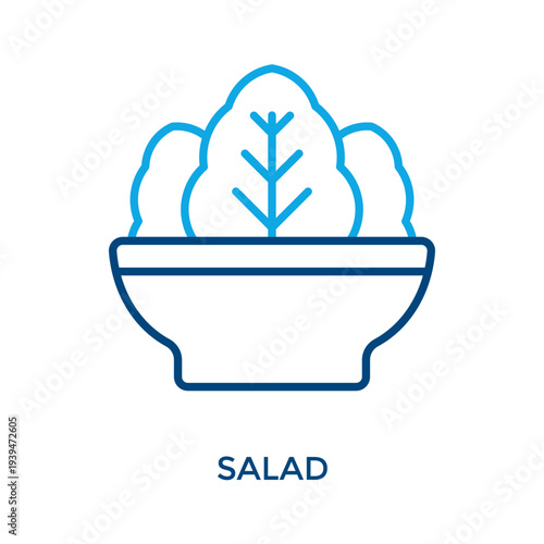 Salad Icon Outline Color Style. Vector Illustration For Graphic Design