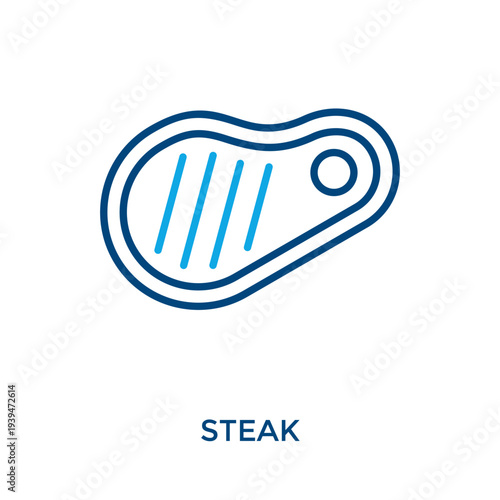 Steak Icon Outline Color Style. Vector Illustration For Graphic Design