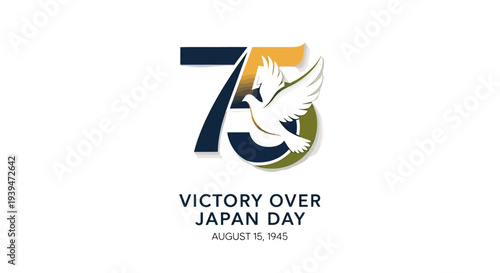 Victory Over Japan Day Dove Illustration.