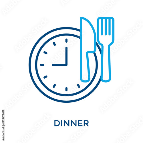 Dinner Icon Outline Color Style. Vector Illustration For Graphic Design