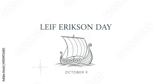 Viking Longship Illustration for Leif Erikson Day.