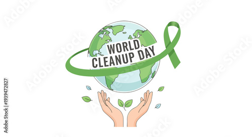 World Cleanup Day Earth Conservation Illustration.