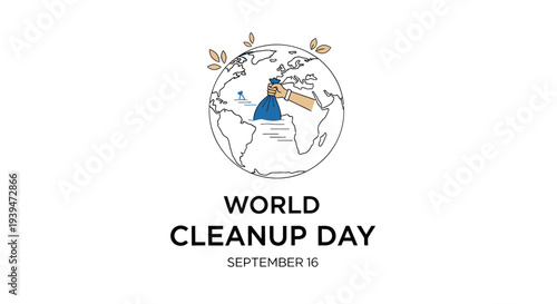 World Cleanup Day Illustration with Globe.
