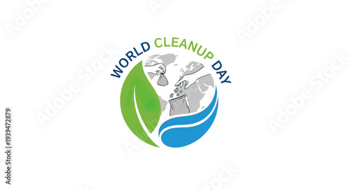 World Cleanup Day Logo with Leaf Globe.