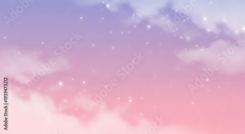 Dreamy pink and purple sky background with sparkling stars
