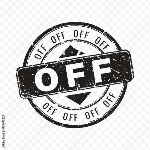 Off status rubber stamp icon in black grunge style for website or mobile application interface