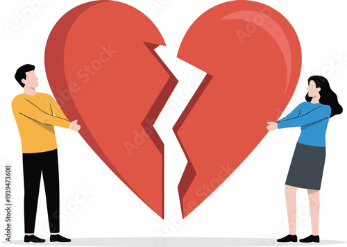 Couple holding broken heart symbolizing relationship issues