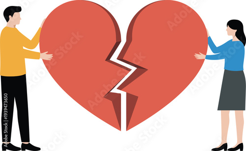 Broken heart love separation concept