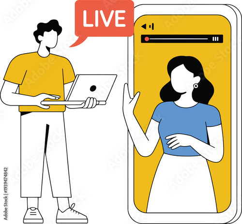 Live streaming social media concept