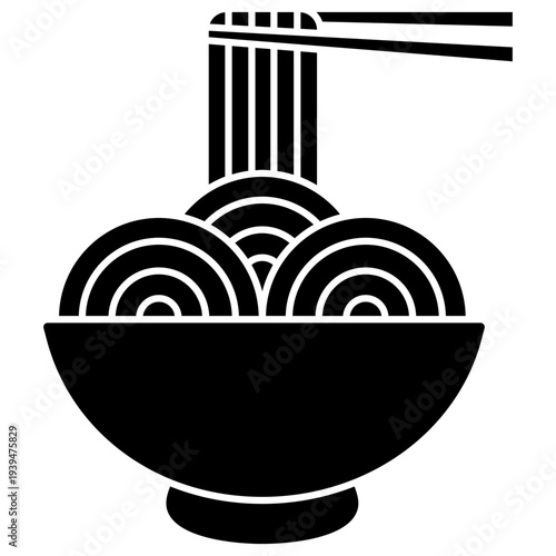 Bowl of Noodles with Chopsticks Icon Logo