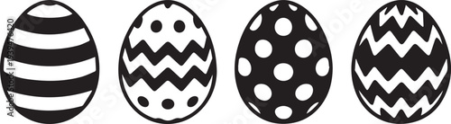 Easter egg. Ornament easter eggs set. Painted Eggs. Easter egg back icon. Vector.