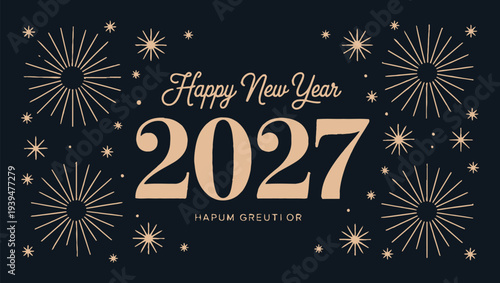 Festive new year celebration with fireworks and golden text design for 2027