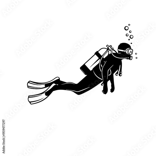 Untitled-49.aiScuba Diver Swimming Underwater Silhouette Vector Illustration – Ocean Diving Adventure Design