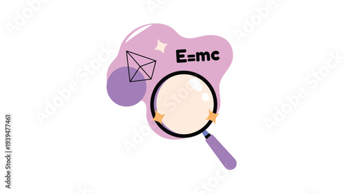 A magnifying glass examining the concept of emc in a thought cloud