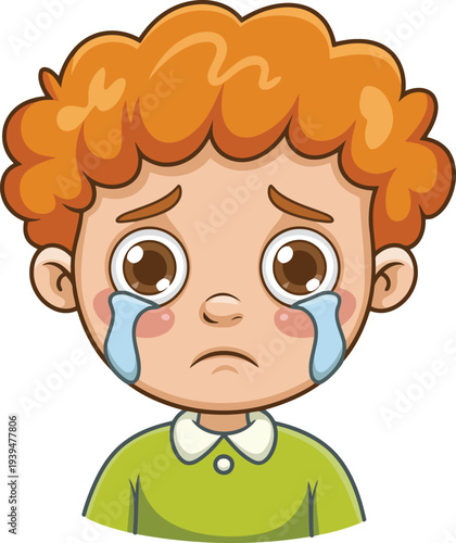 Sick child with fever illustration