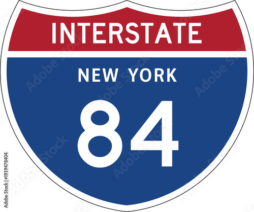 Interstate 84 (I-84) New York NY US Interstate Highway Route Shield Badge Vector