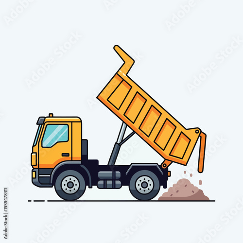 Dump Truck Unloading Sand