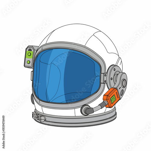 Astronaut Helmet Space Suit Headgear Illustration.