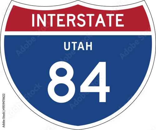 Interstate 84 (I-84) Utah UT US Interstate Highway Route Shield Badge Vector