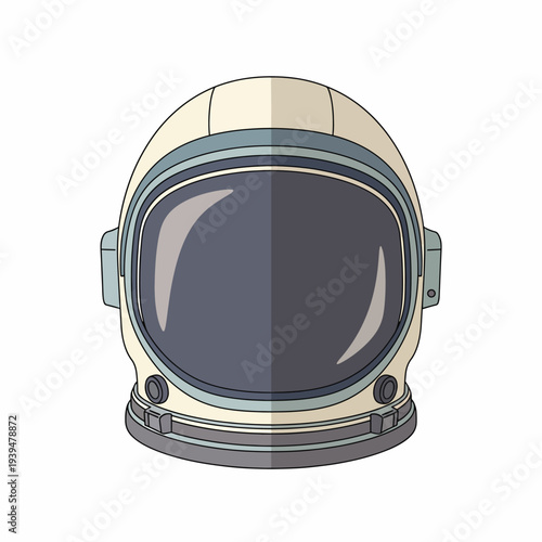 Astronaut Helmet Front View Illustration.