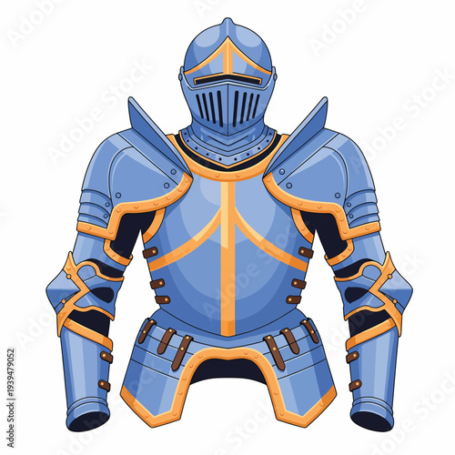 Medieval Knight Armor Suit Illustration Front View.