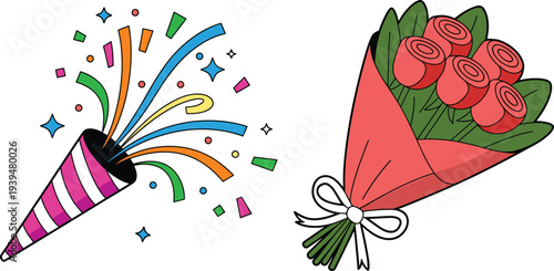 Colorful flat vector icon set of chemistry lab equipment including beakers microscopes test tubes atom models and scientific research tools