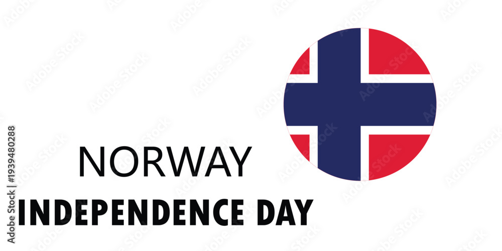 Fototapeta premium Vector banner design for Norway's Independence Day or National Day. Abstract background with geometric shapes in retro style. Norwegian national flag. May 17th.
